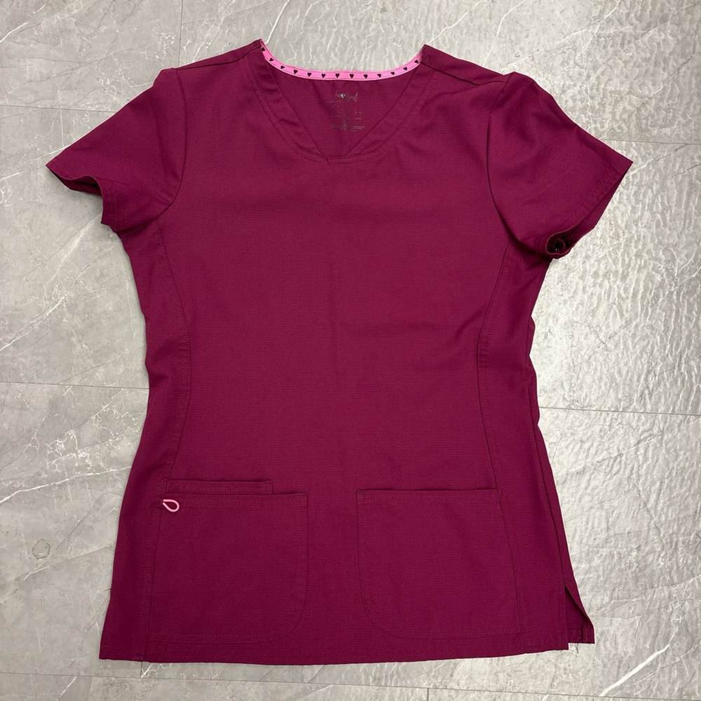 HeartSoul V-Neck Burgundy Scrub Top